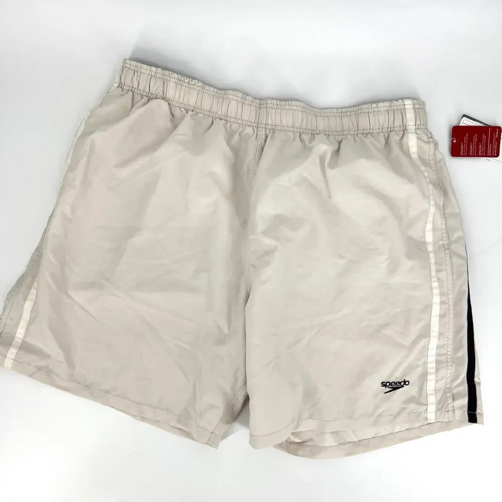 Speedo Mens Swim Trunks Oatmeal Mesh Liner Size XXL NEW